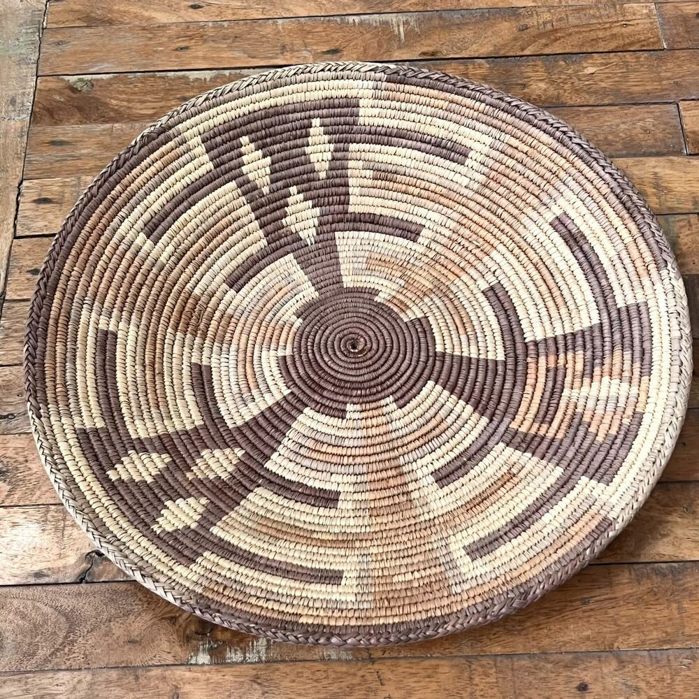 Vintage Hand Woven Wedding Basket 15.25" Multi Color Southwestern Style